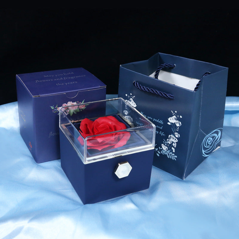 Rotating Rose Jewelry Gift Box - Black