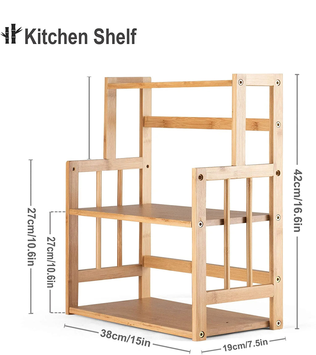HYNAWIN 3 Tier Bamboo Spice Rack Countertop Pantry Organizer