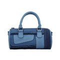 Women's Denim Barrel Duffel Handbag Small Satchel Bag