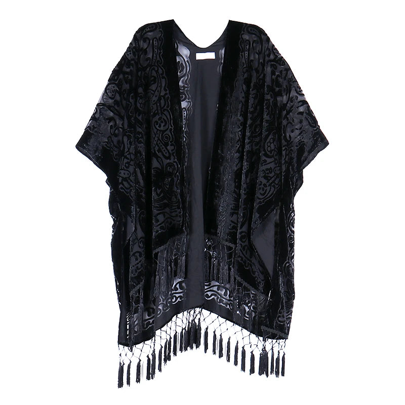 Gold Velvet Kimono Robe Tassel Bridal Bridesmaid Cover Up Women