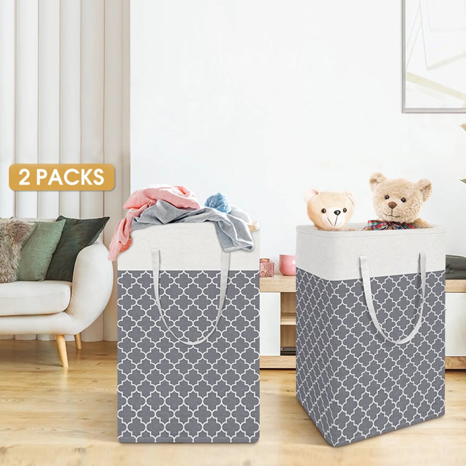 Foldable Canvas Laundry Basket with Handles