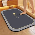 Quick Dry Diatomite Bath Mat Non Slip Absorbent Bathroom Rug Gray