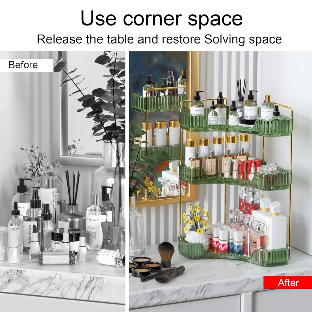 3-Tier Corner Bathroom Countertop Organizer - White