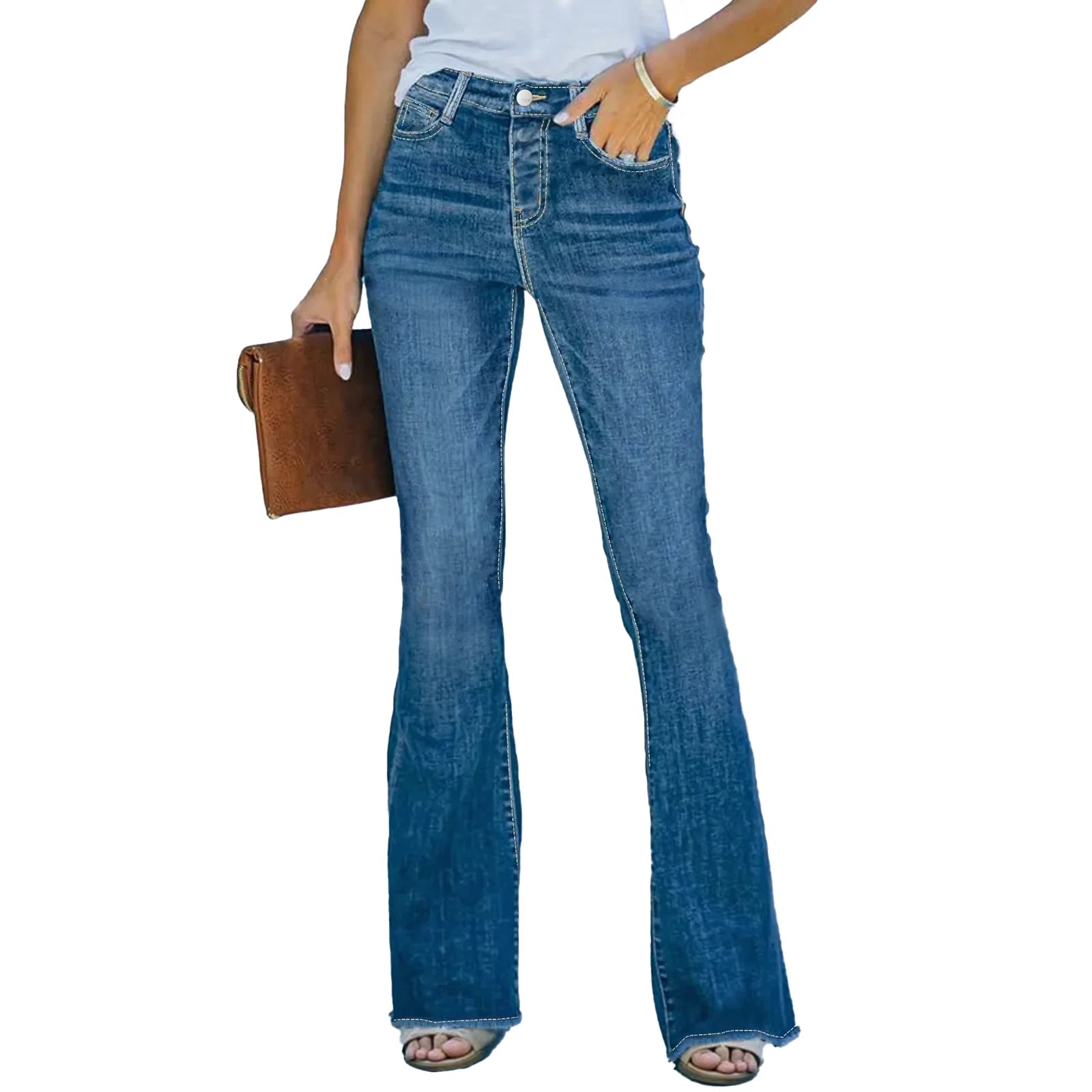Women's Light Blue Wide Leg Flare Jeans