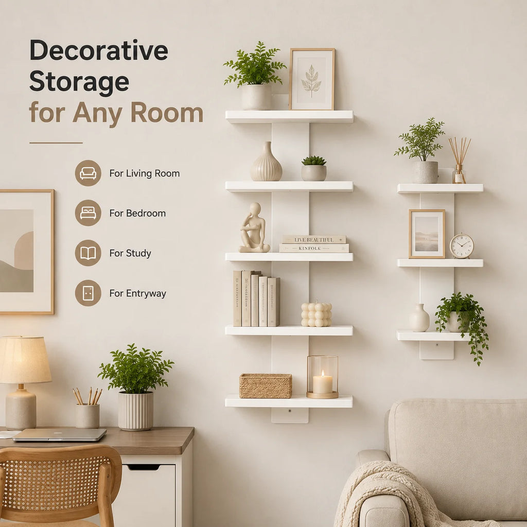 5-Tier Wall Mounted Display Shelf Floating Organizer