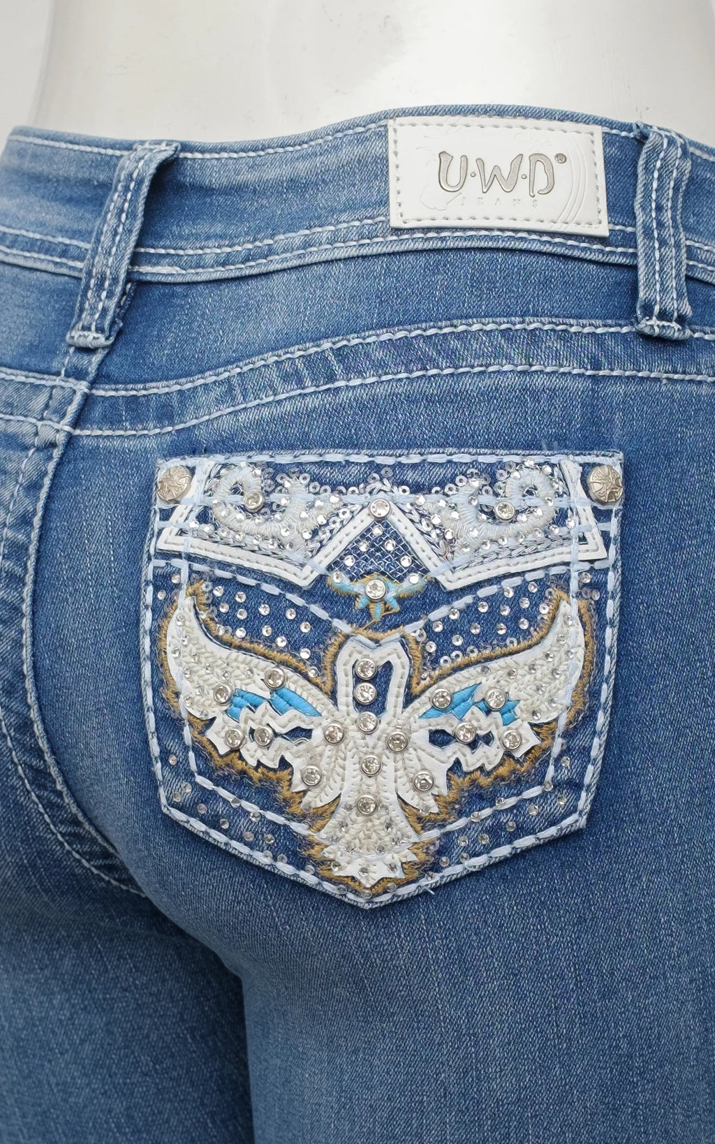 BQB Women's Stretch Bootcut Jeans with Embroidered Back Pockets