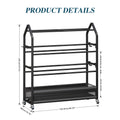 Heavy Duty Rolling Sports Equipment Organizer Ball Storage Rack Hooks