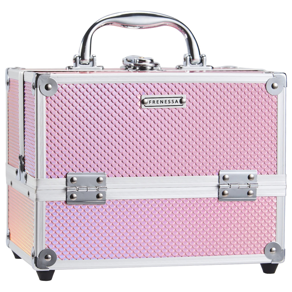4-Tray Travel Cosmetic Train Case - Pink