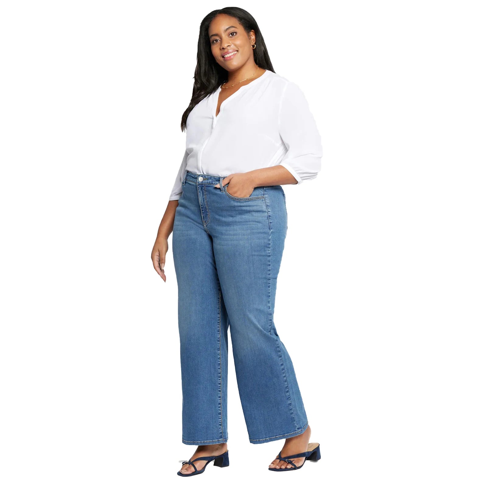 Women's Plus Size Light Blue Wide Leg Jeans