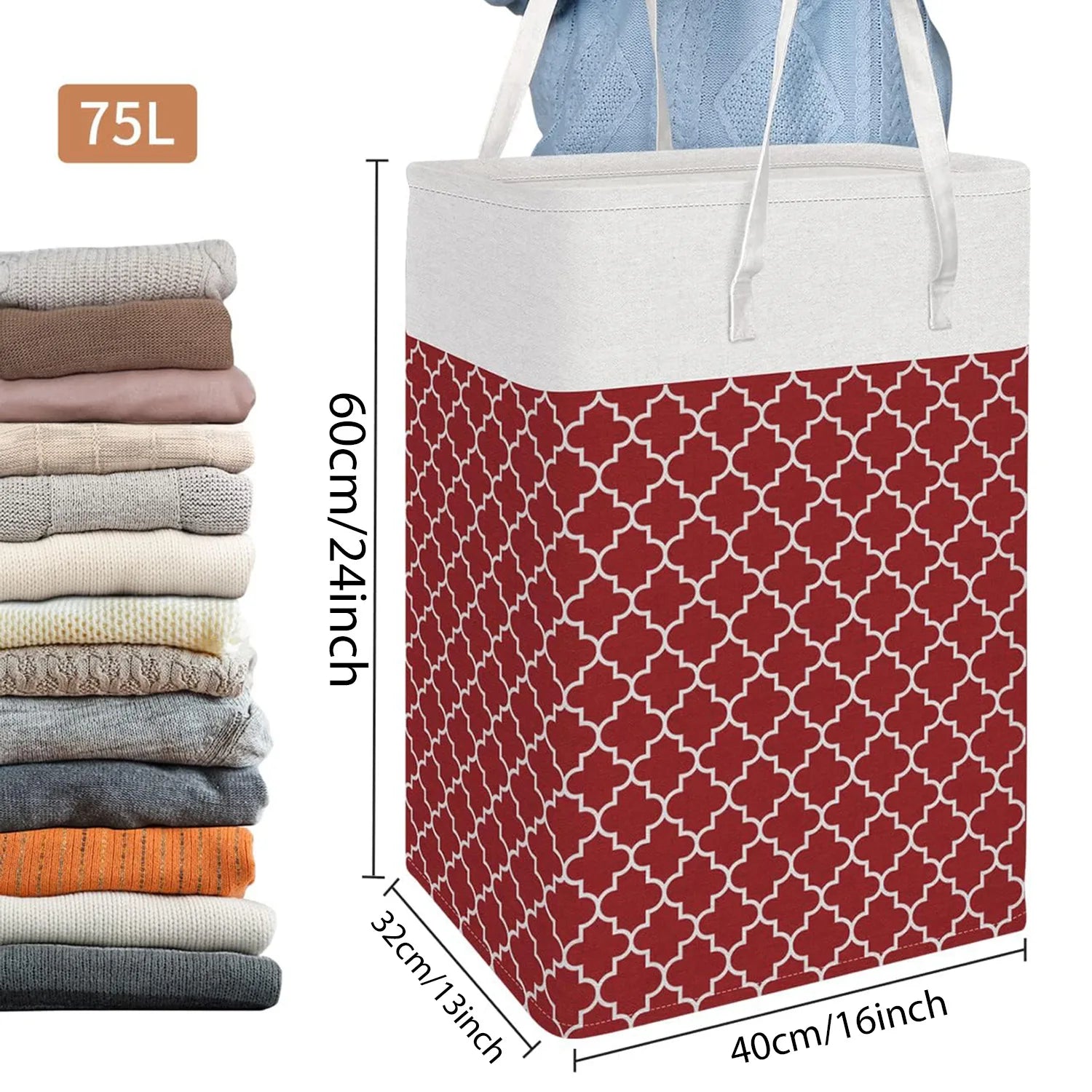Foldable Canvas Laundry Basket with Handles