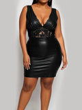 Sweet Babe Faux Leather Lace Bodycon Mini Dress
