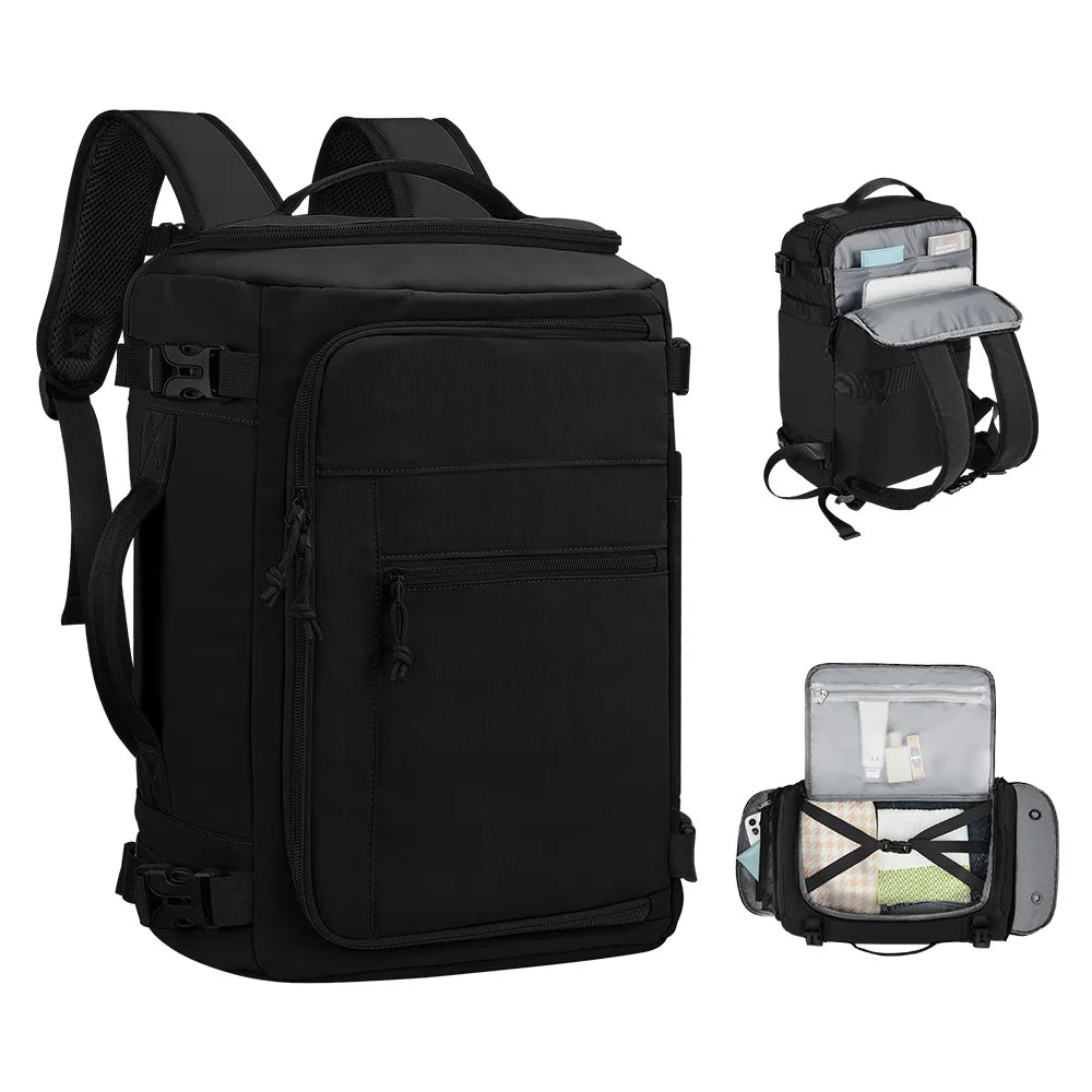 Large Black Travel Backpack Waterproof Carry On Hiking Laptop Bag