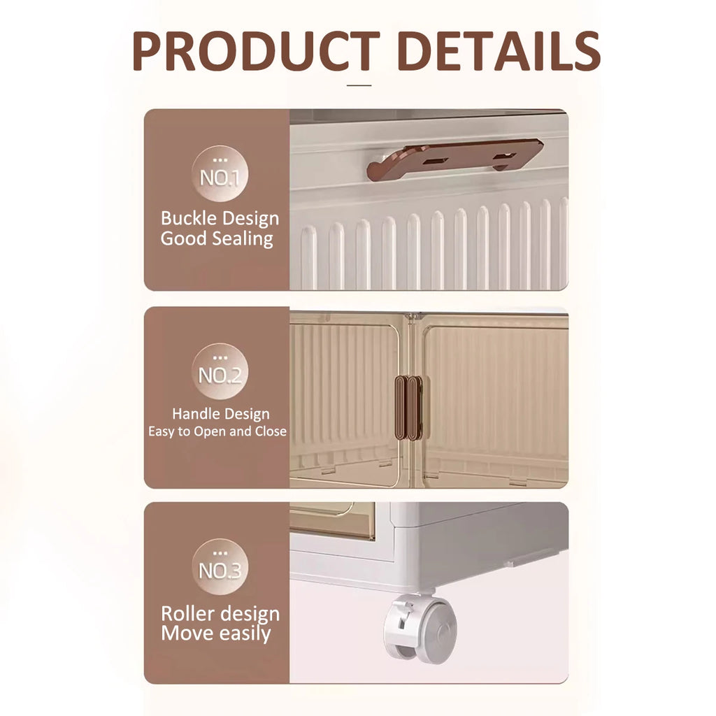 Tall White Foldable Plastic Storage Cabinet 2-5 Tier