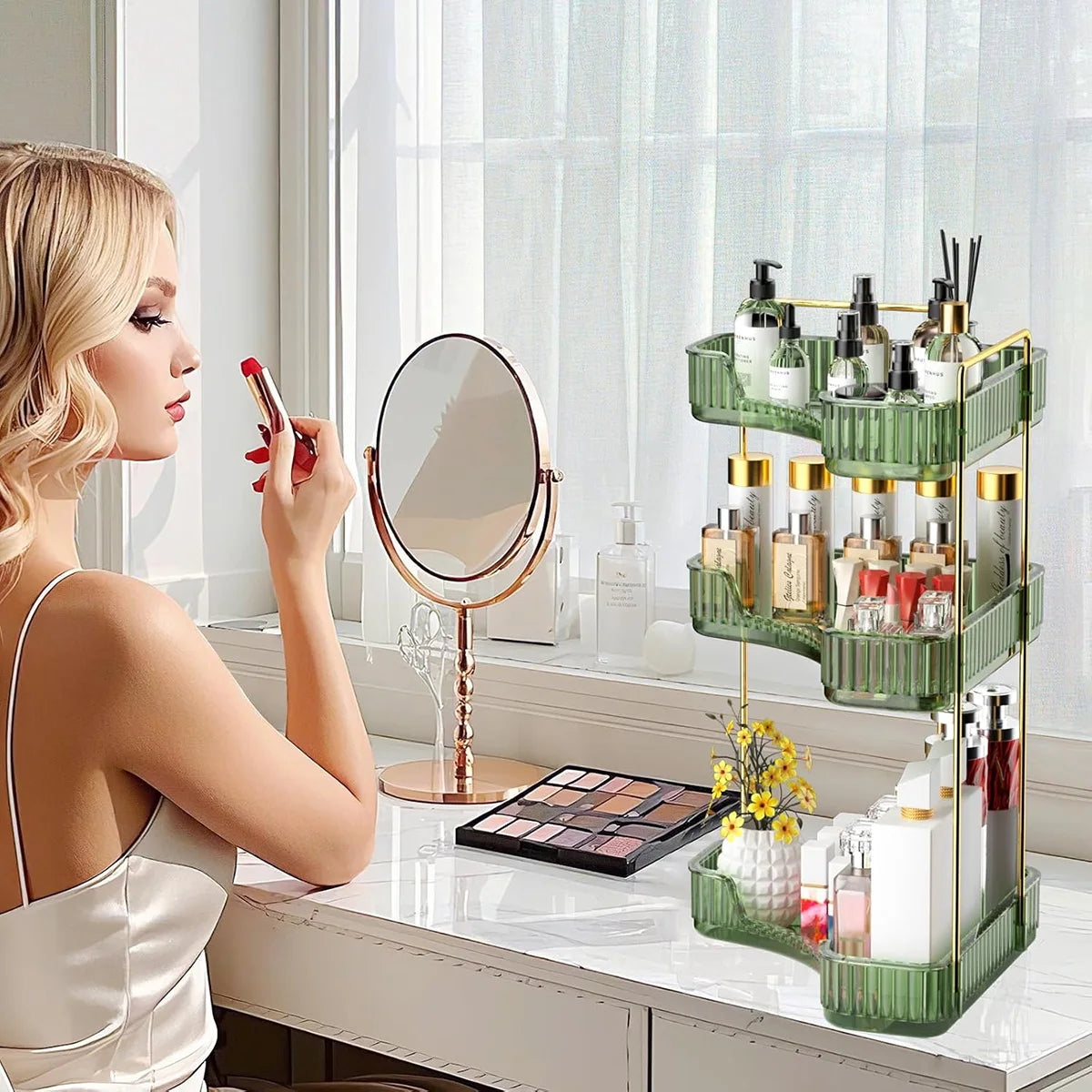 3-Tier Corner Bathroom Countertop Organizer - White