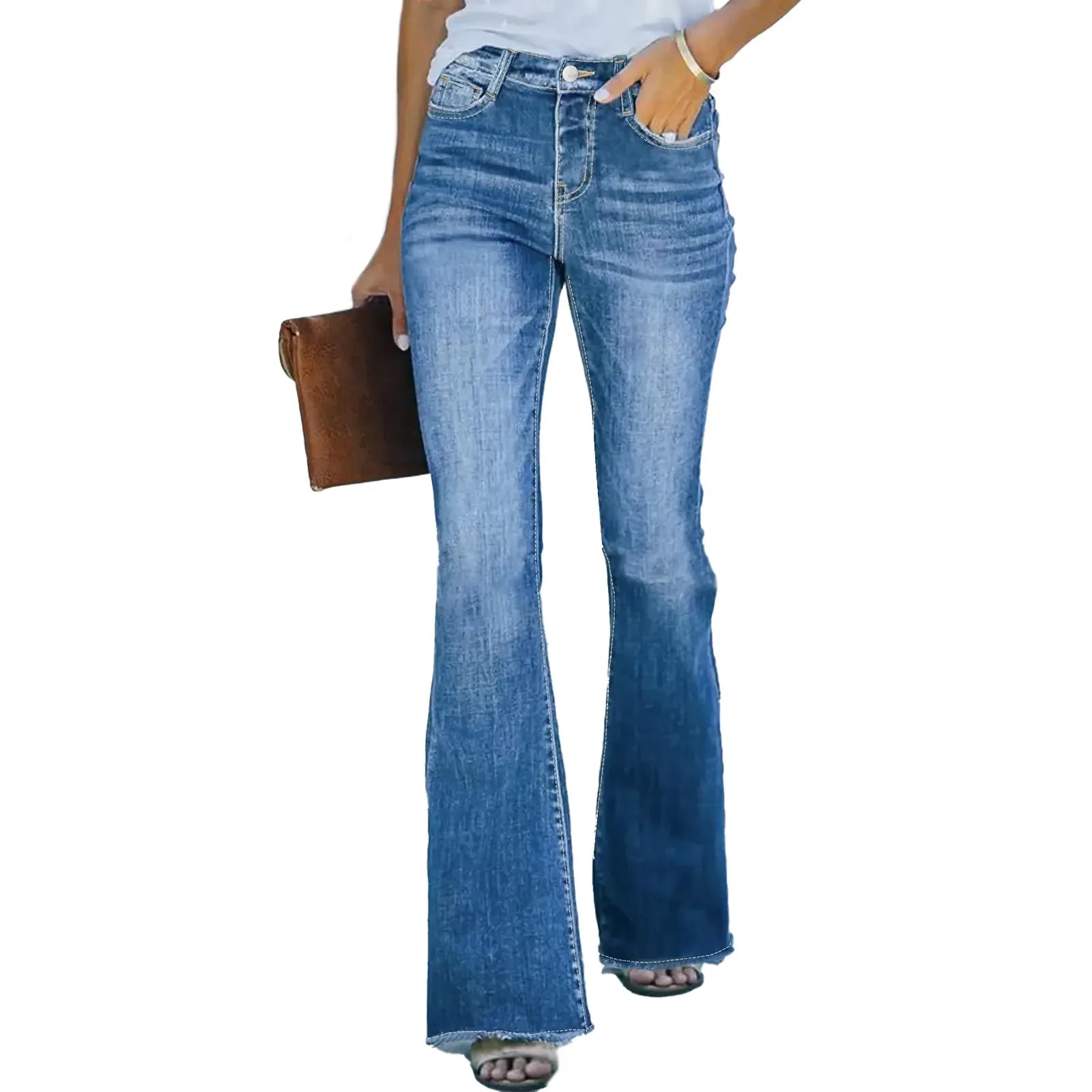 Women's Light Blue Wide Leg Flare Jeans