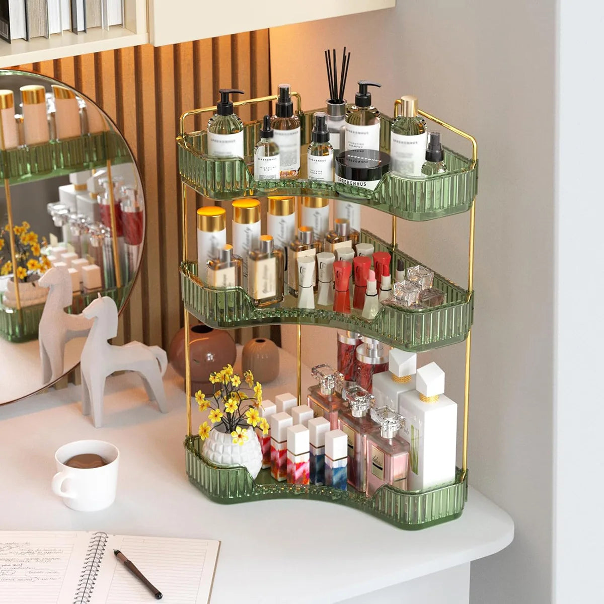 3-Tier Corner Bathroom Countertop Organizer - White