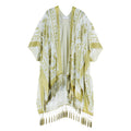 Orange Floral Burnout Velvet Kimono Tassel Shawl Wrap Women 108x90cm