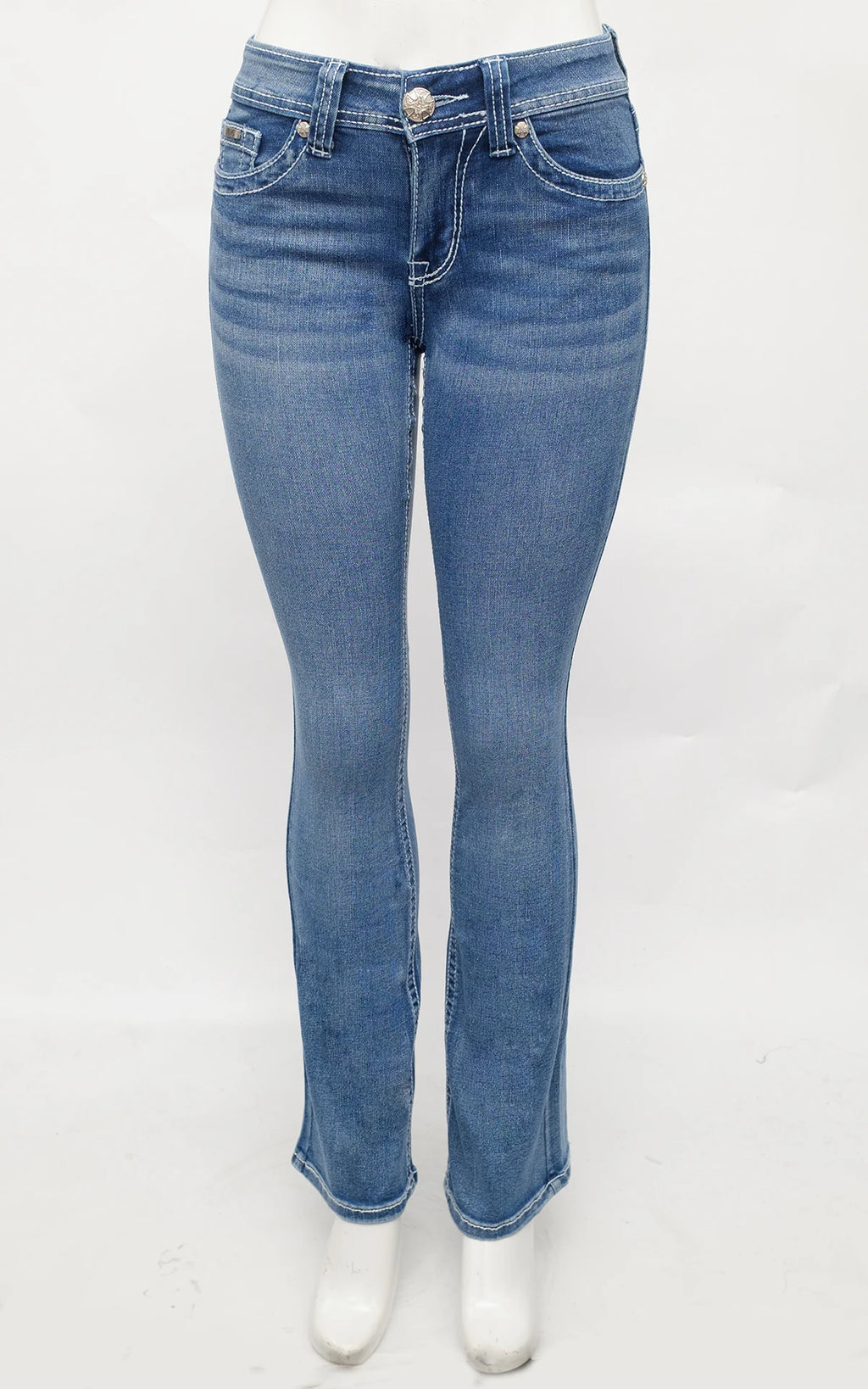 BQB Women's Stretch Bootcut Jeans with Embroidered Back Pockets