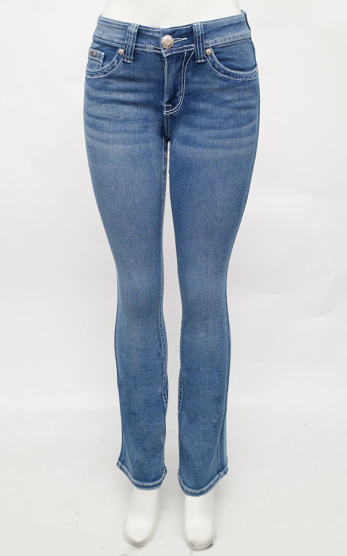 BQB Women's Stretch Bootcut Jeans with Embroidered Back Pockets