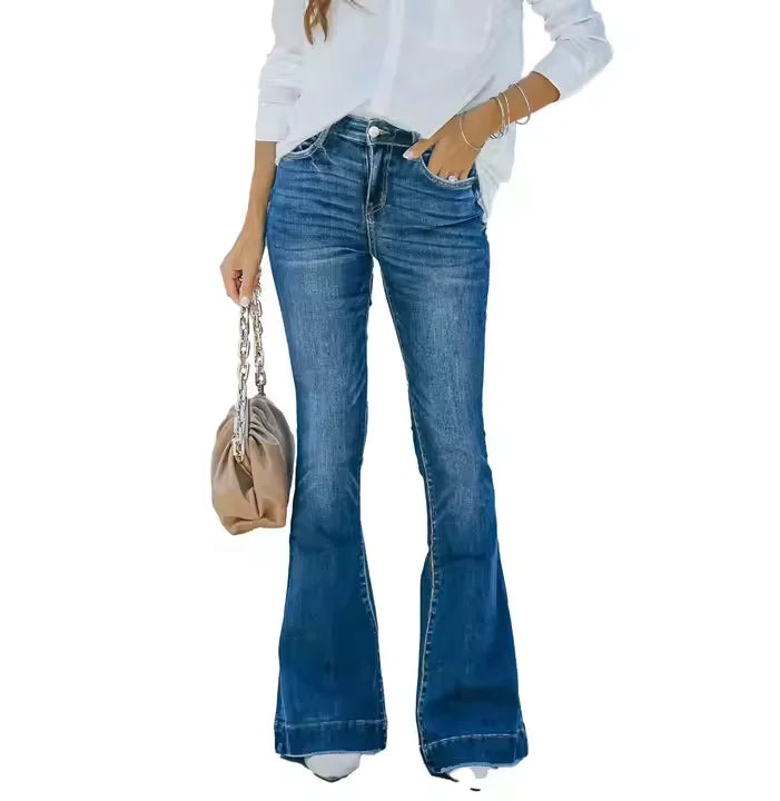 Women's Light Blue Wide Leg Flare Jeans