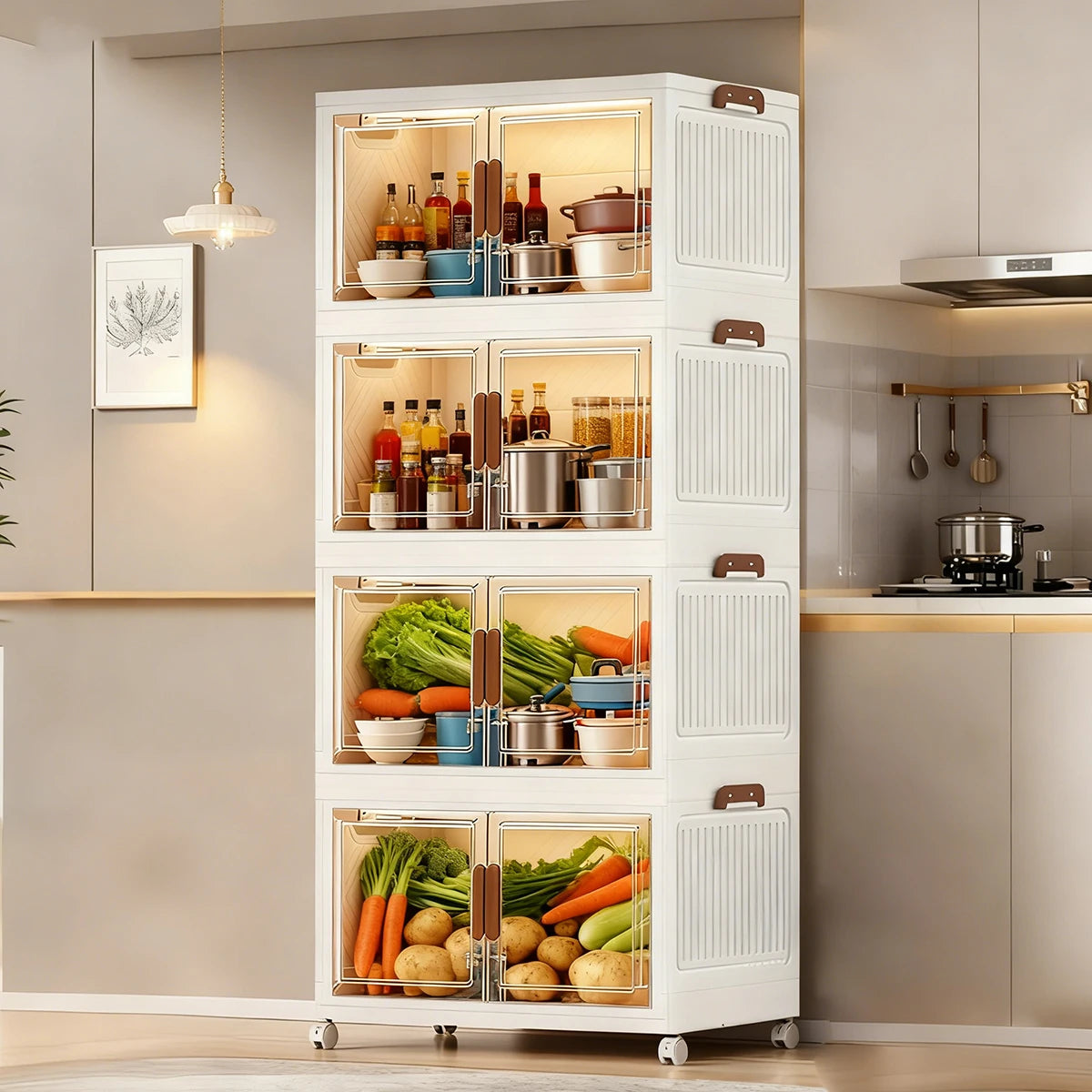Tall White Foldable Plastic Storage Cabinet 2-5 Tier