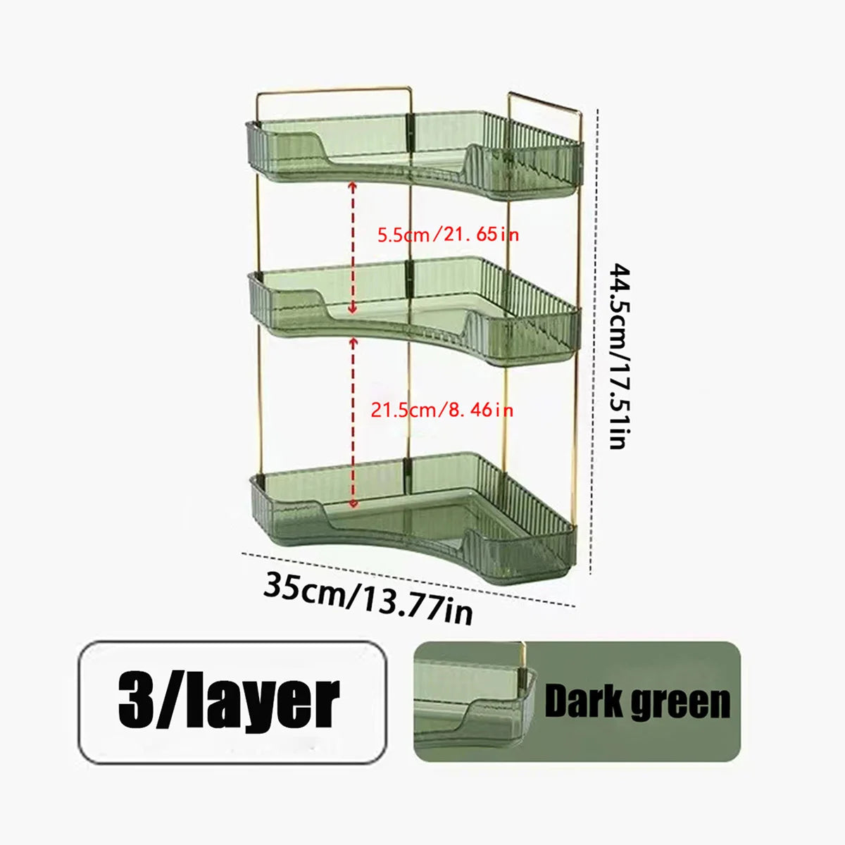 3-Tier Corner Bathroom Countertop Organizer - White