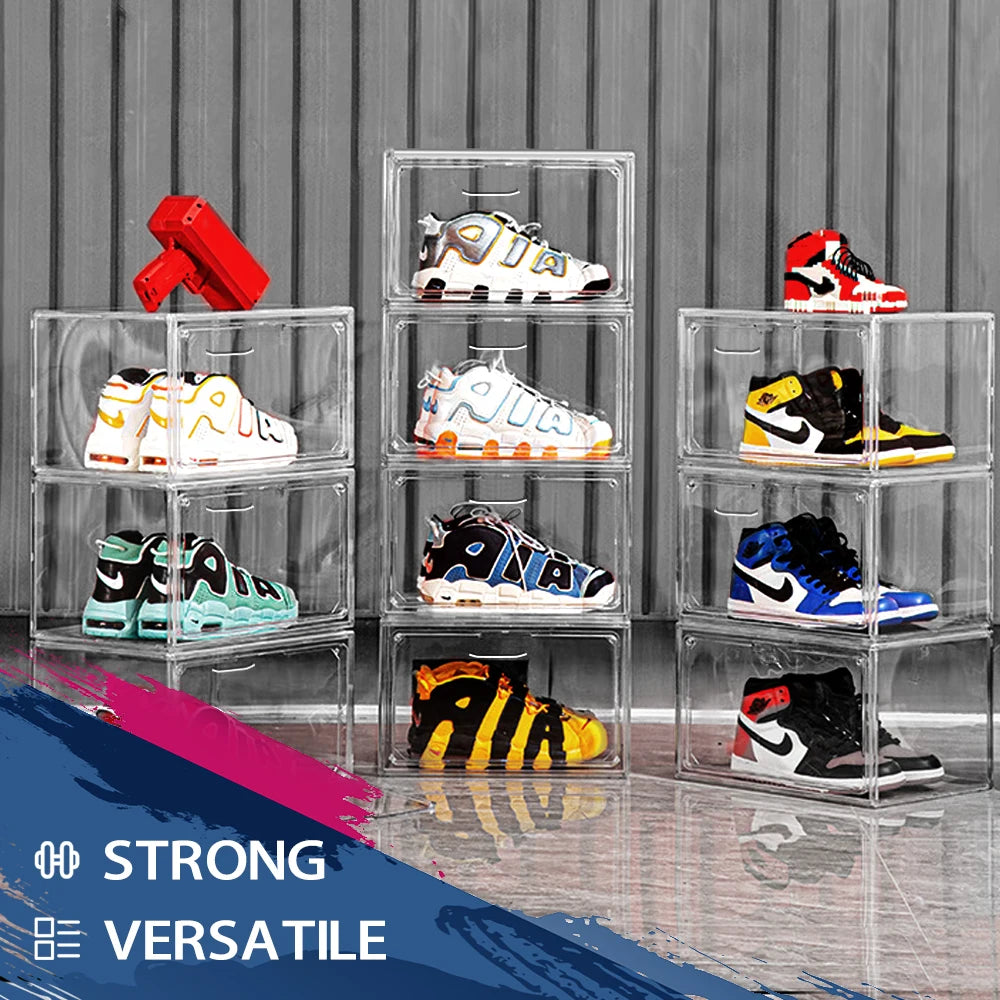 4-Pack Clear Stackable Side-Door Shoe Storage Boxes