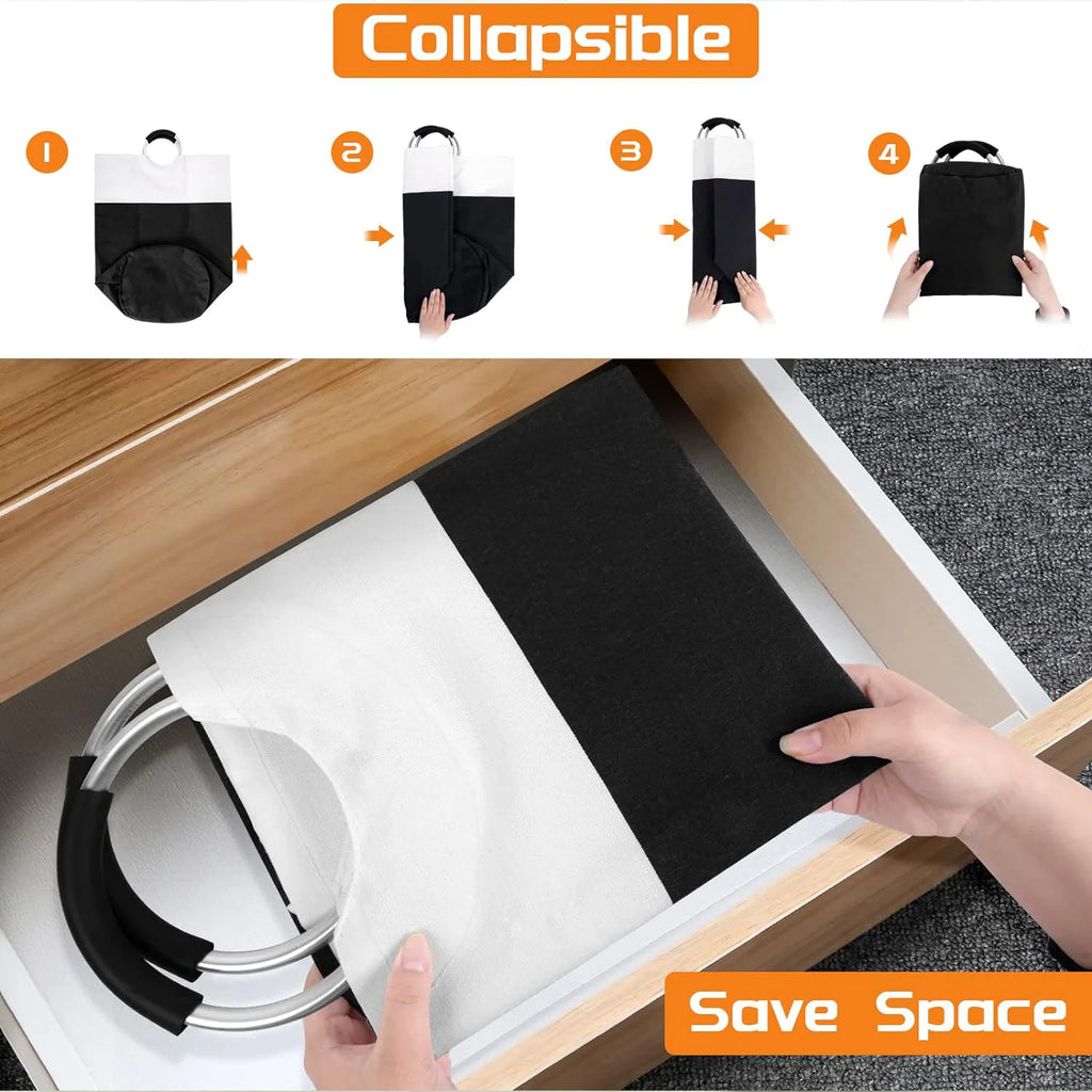 Foldable Canvas Laundry Basket with Handles