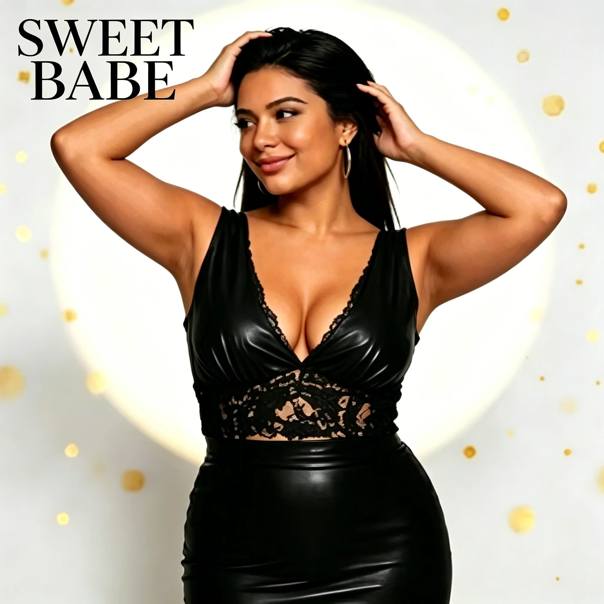 Sweet Babe Faux Leather Lace Bodycon Mini Dress
