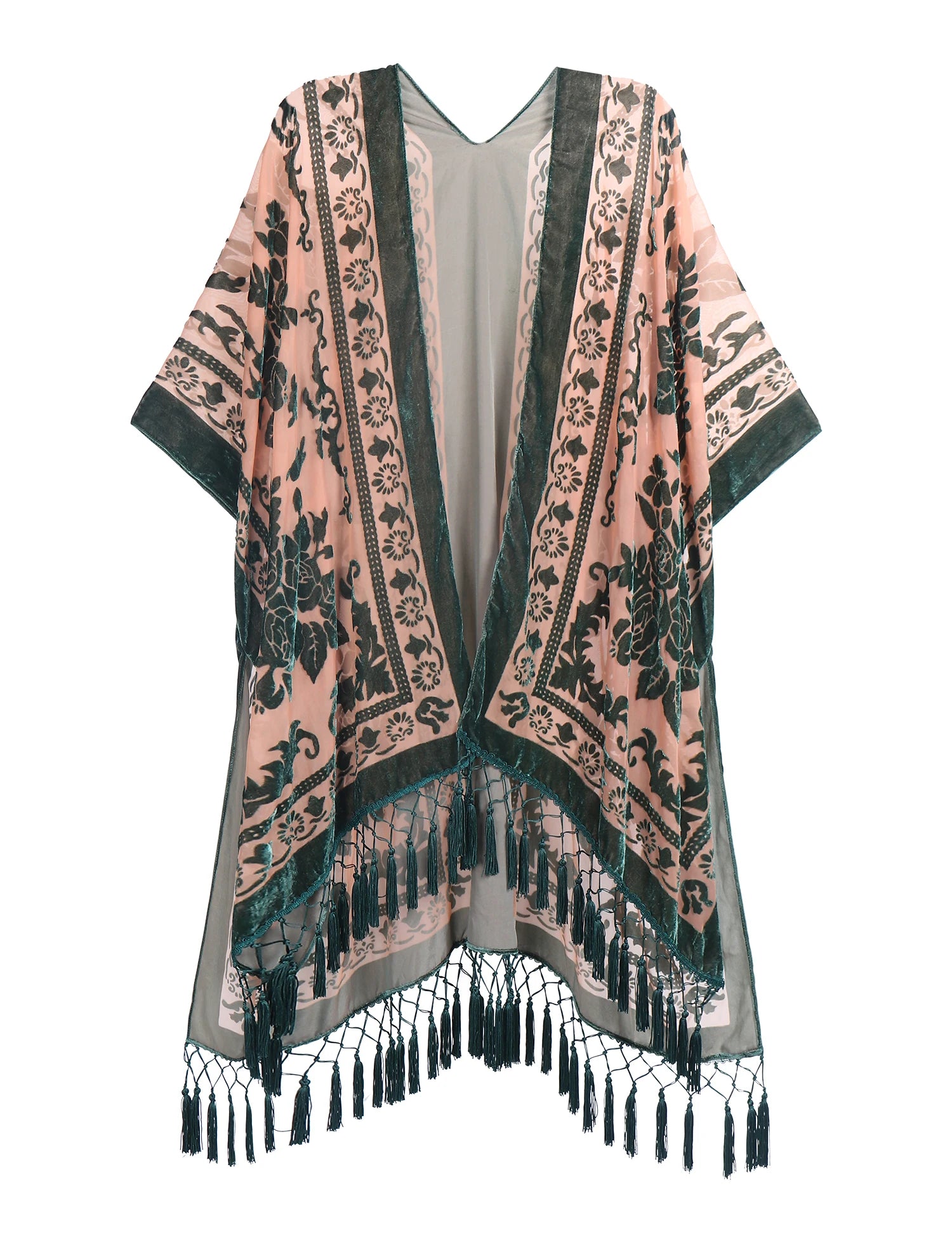 Gold Velvet Kimono Robe Tassel Bridal Bridesmaid Cover Up Women