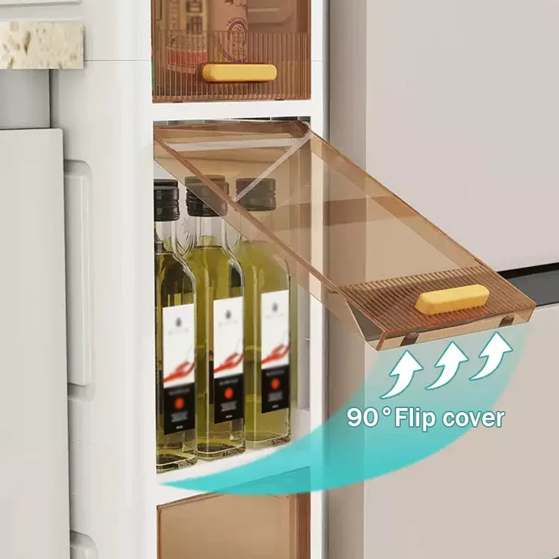 Slim Rolling Plastic Storage Drawers 3-5 Tier Narrow Organizer