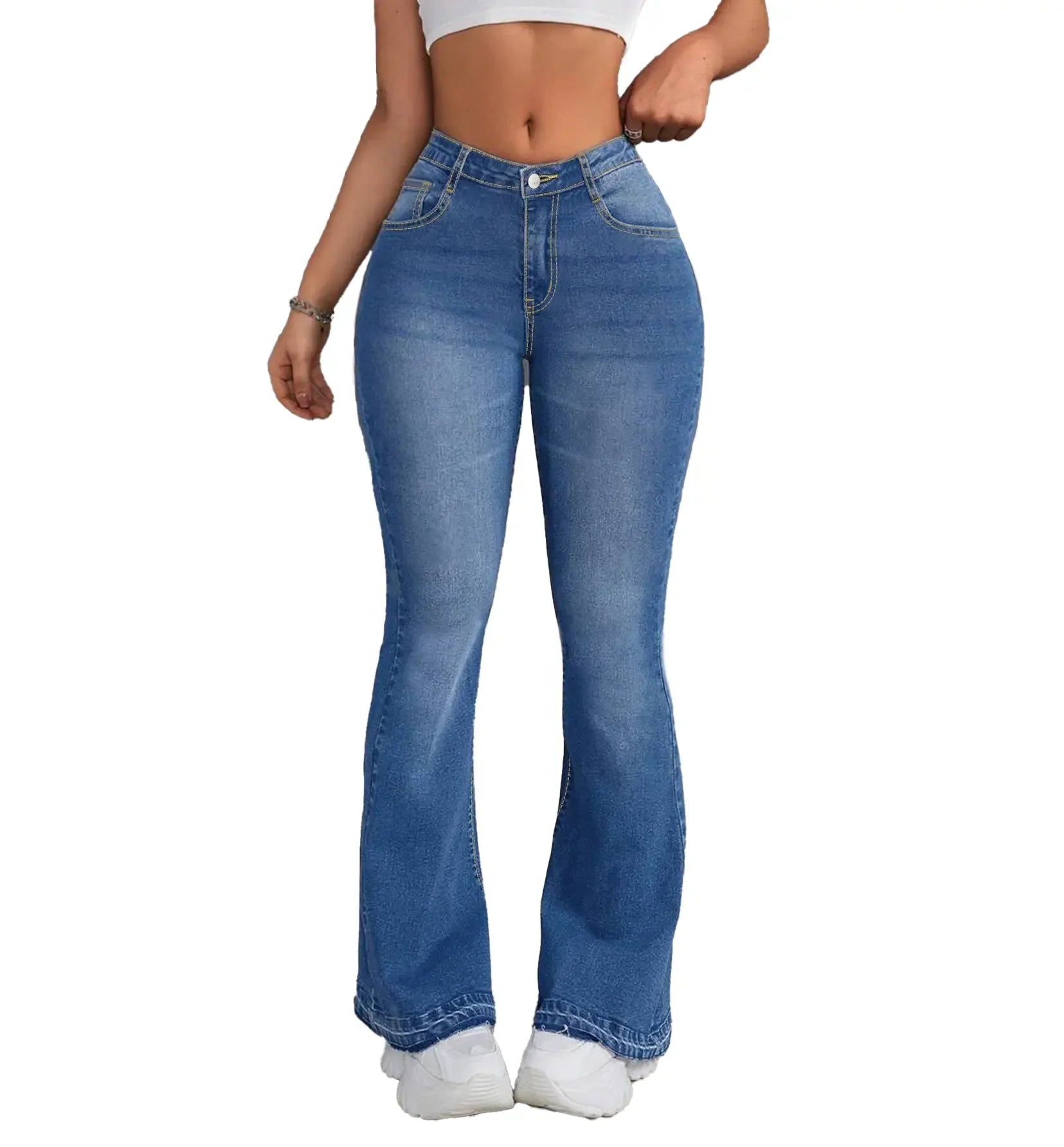 Women's Light Blue Wide Leg Flare Jeans