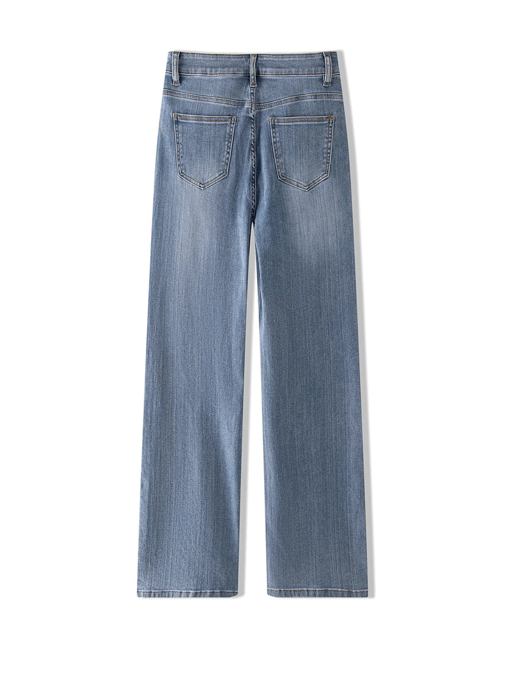 Women Plus Size Light Blue Wide Leg Jeans High Waist Stretch Denim
