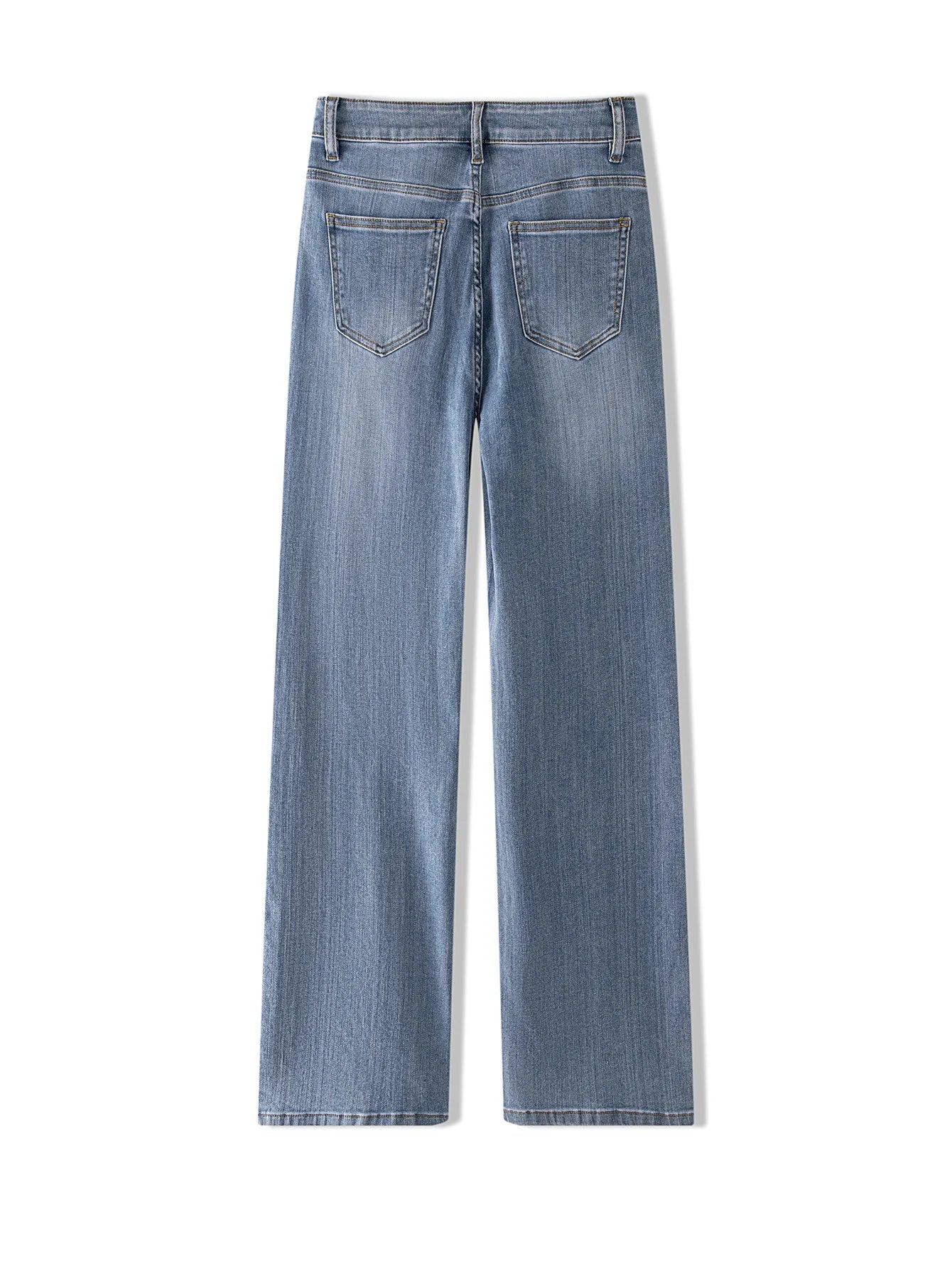 Women Plus Size Light Blue Wide Leg Jeans High Waist Stretch Denim