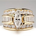 Marquise-Style Fashion Ring with Side Stones