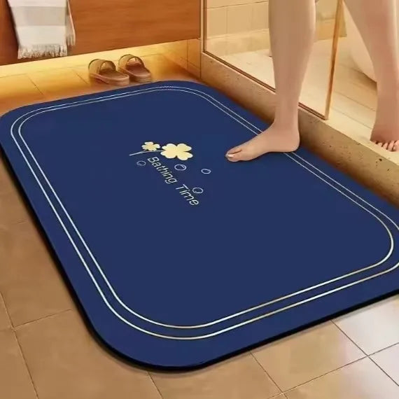 Quick Dry Diatomite Bath Mat Non Slip Absorbent Bathroom Rug Gray