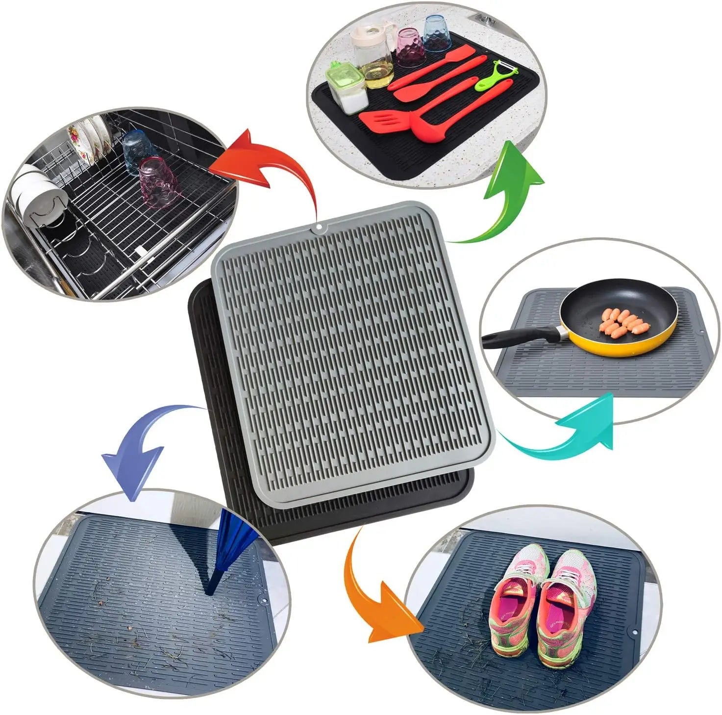 Large Heat-Resistant Silicone Dish Drying Mat