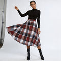 Women's Vintage Plaid A-Line Midi Skirt