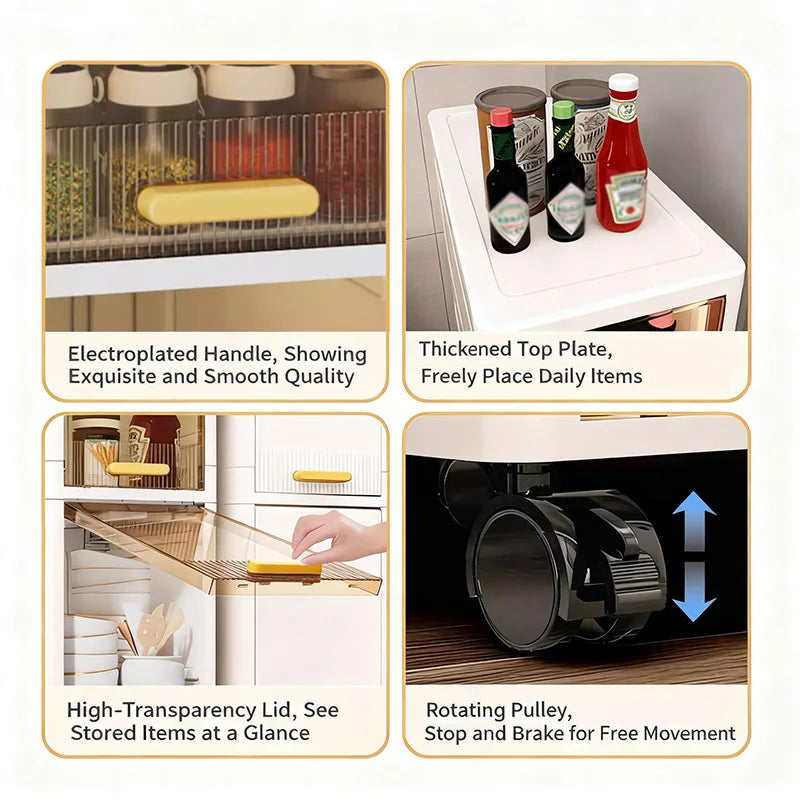 Slim Rolling Plastic Storage Drawers 3-5 Tier Narrow Organizer