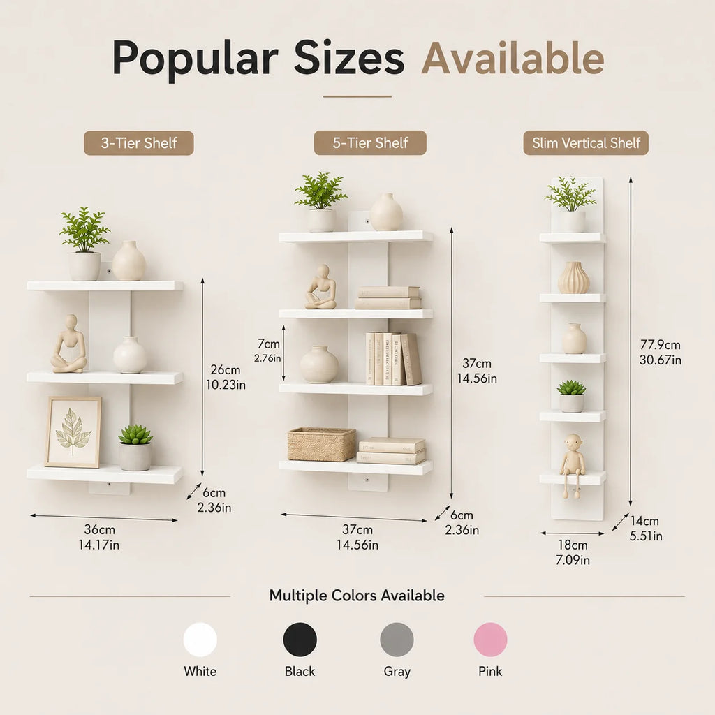 5-Tier Wall Mounted Display Shelf Floating Organizer