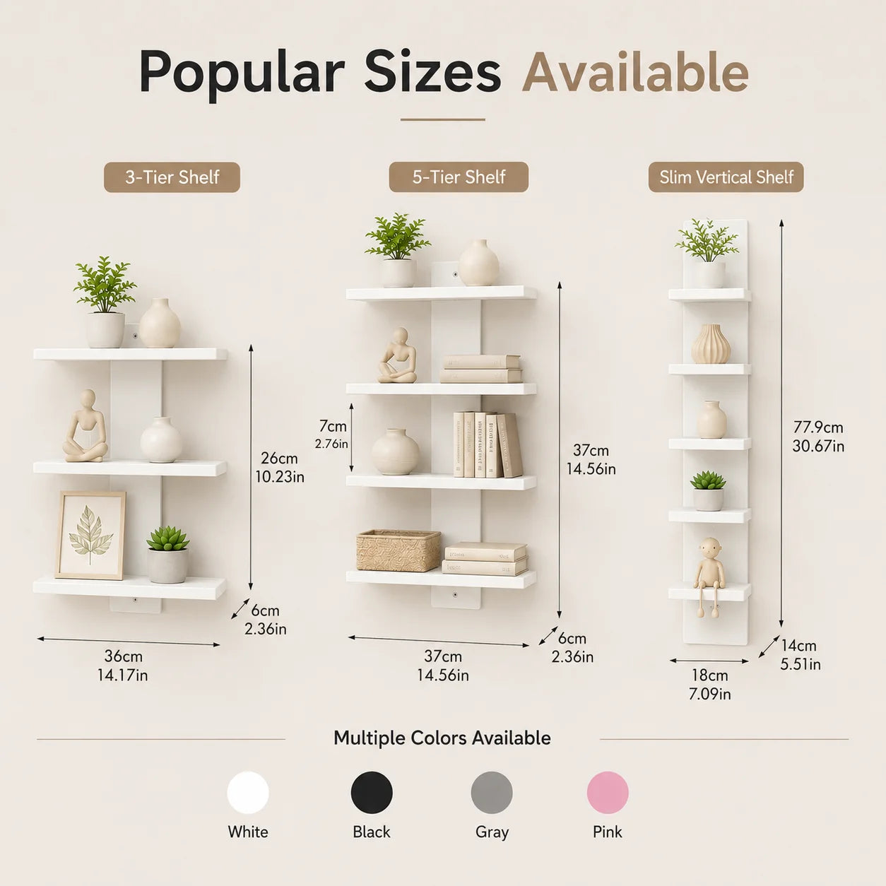 5-Tier Wall Mounted Display Shelf Floating Organizer