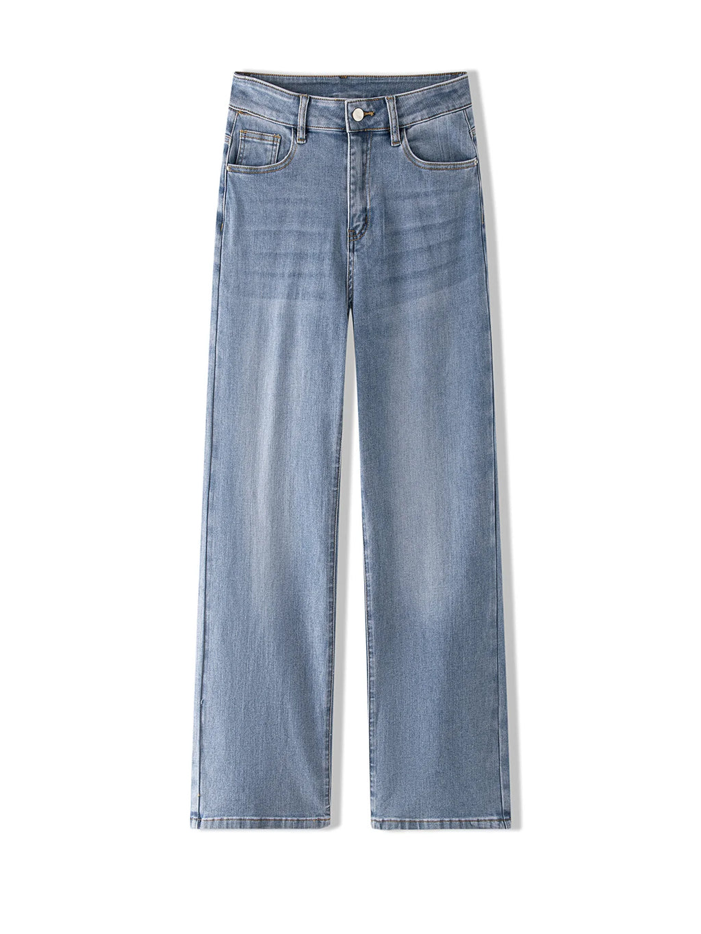 Women Plus Size Light Blue Wide Leg Jeans High Waist Stretch Denim