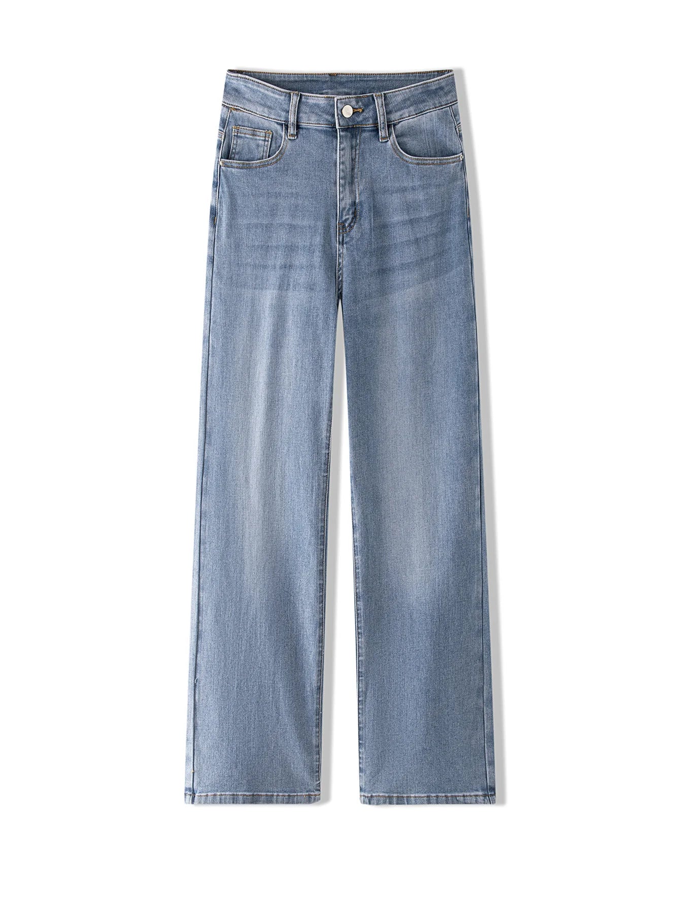 Women Plus Size Light Blue Wide Leg Jeans High Waist Stretch Denim