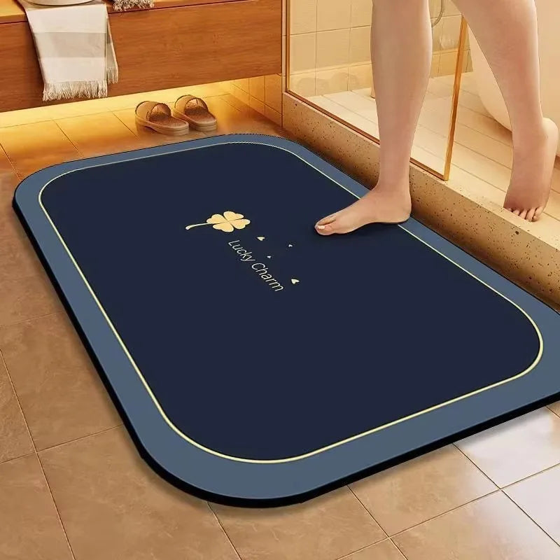 Quick Dry Diatomite Bath Mat Non Slip Absorbent Bathroom Rug Gray