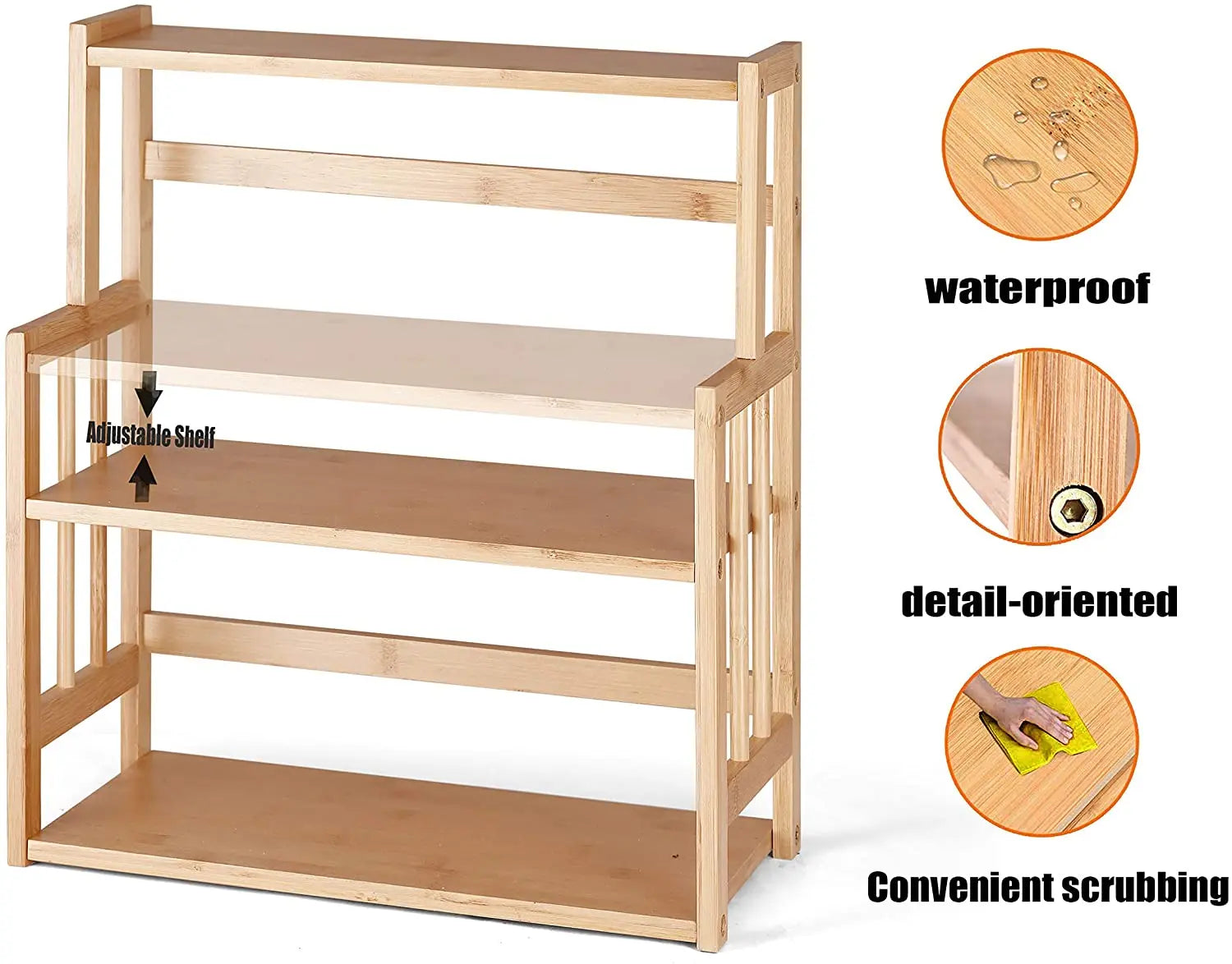 HYNAWIN 3 Tier Bamboo Spice Rack Countertop Pantry Organizer