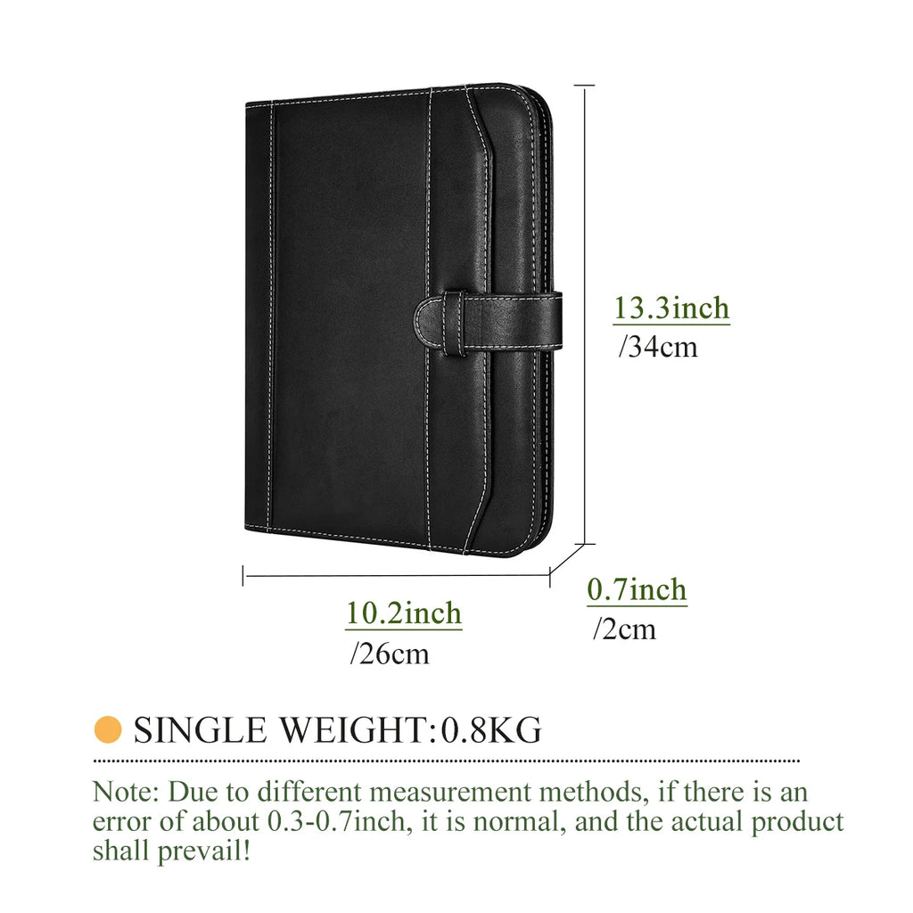 Black Faux Leather Padfolio Portfolio Resume Document Organizer