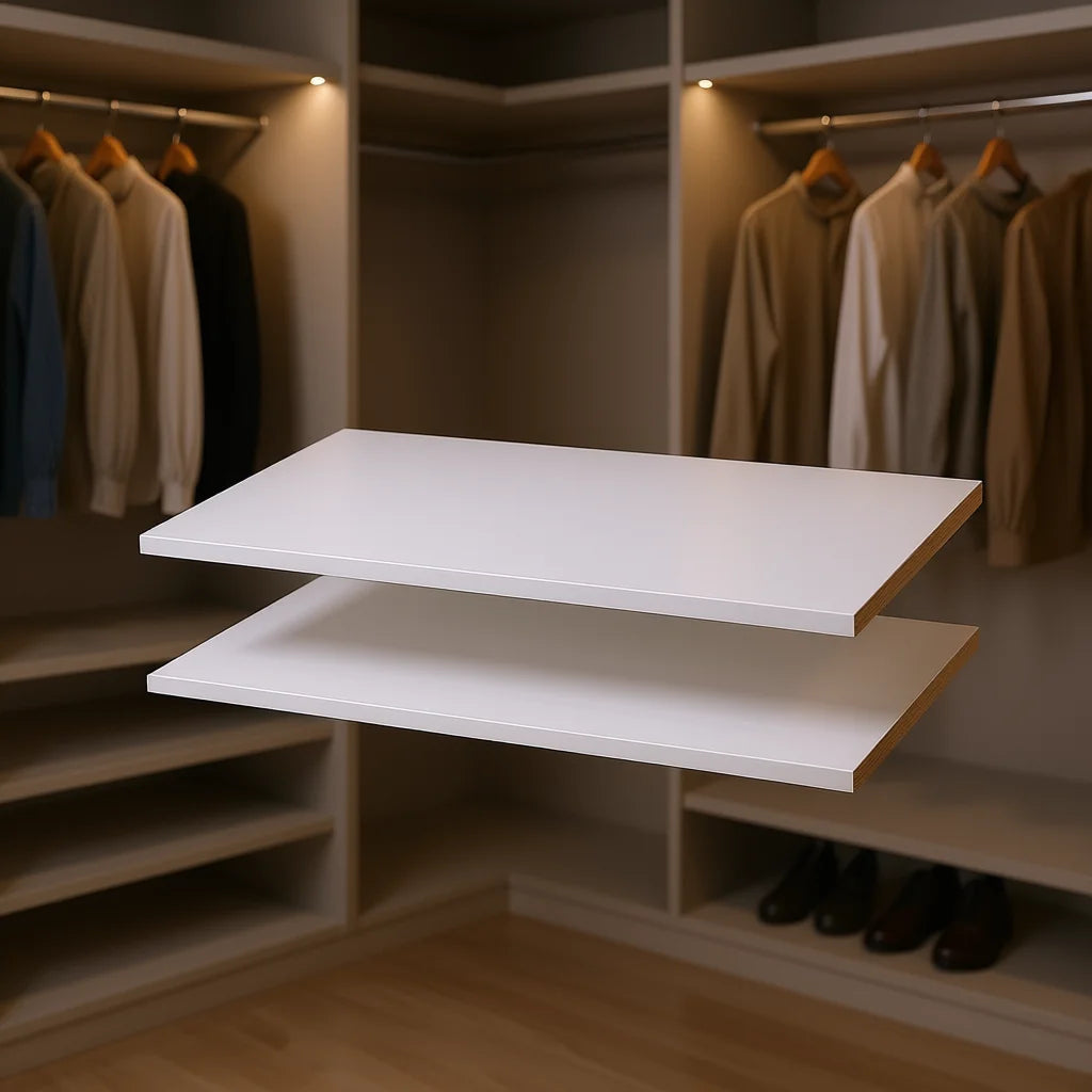2 Tier Melamine Cabinet Shelf Organizer White Closet Wardrobe Storage