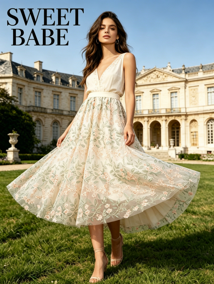 Floral High Waist Flowy Midi Skirt