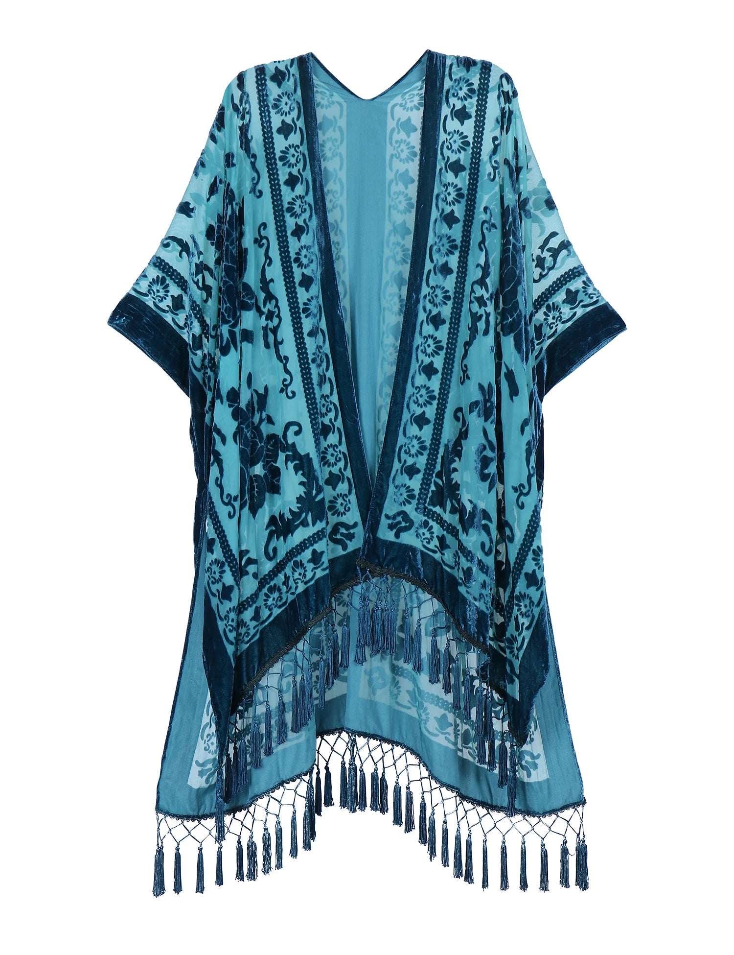 Gold Velvet Kimono Robe Tassel Bridal Bridesmaid Cover Up Women