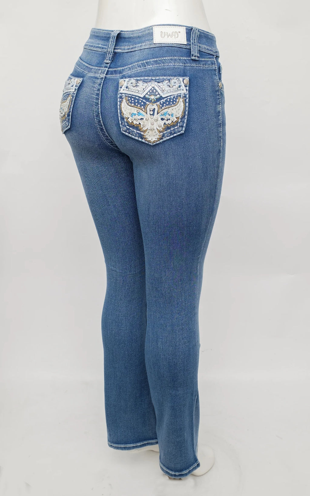 BQB Women's Stretch Bootcut Jeans with Embroidered Back Pockets